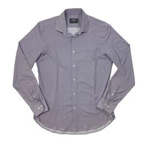 State of Matter Shirt Mens M White Blue Purple Micro Print Performance Stretch